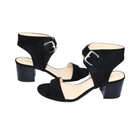 Nine West Big Buckle Sandals Chunky Heels - Picture 3 of 6